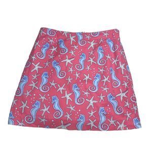 Vineyard Vines Cotton Blend Pink Blue White Seahorse Starfish Skirt Size 6